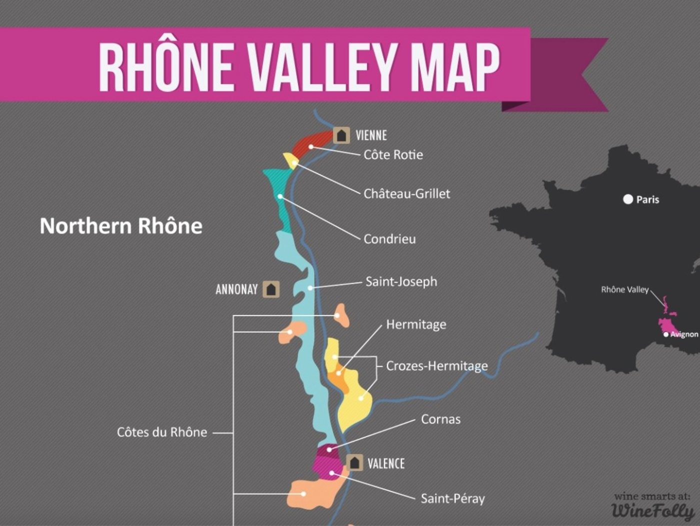 Northern Rhône Valley Wine Map - Wine Paths